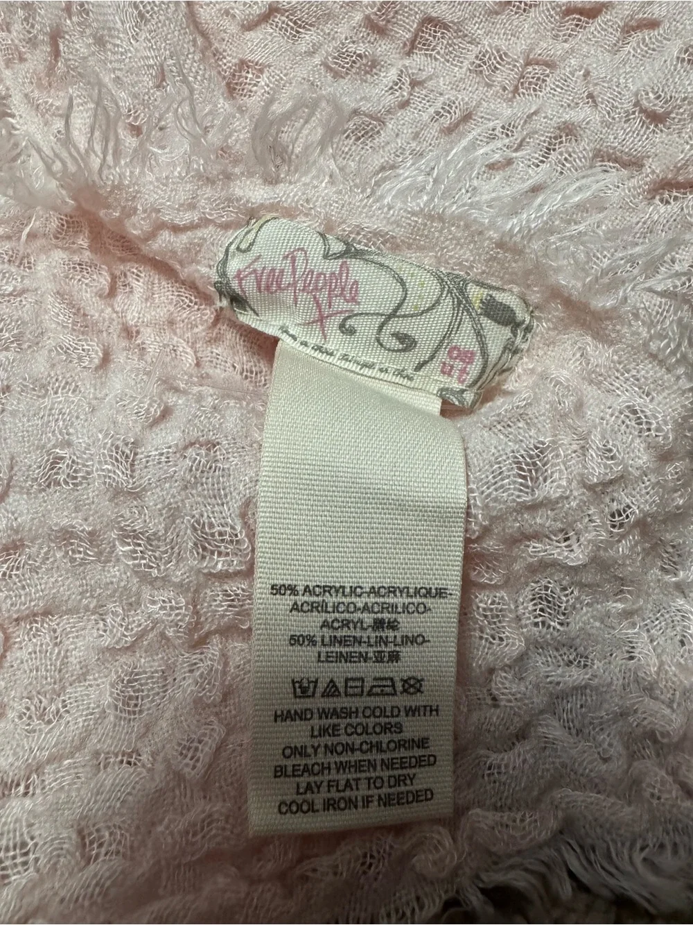 Free People Long Weekend Waffle Knit Scarf Linen Blend
